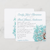 Aqua Tree Brown Trunk Wedding Invites Kaart (Voorkant / Achterkant)