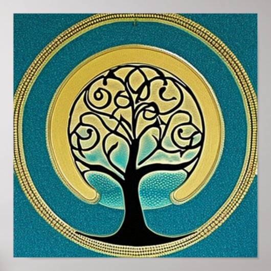 Aqua Tree of Life Poster (Voorkant)