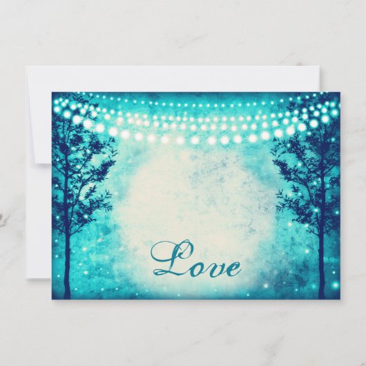 Aqua Tree String Lights Vrijgezellenfeest nodigt u Kaart (Achterkant)