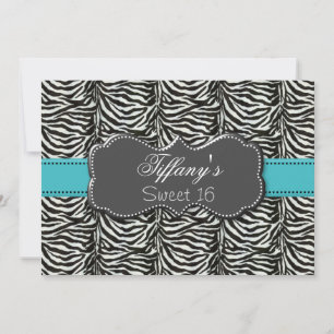 aqua trendy Sweet Sixteen party Invitation Kaart