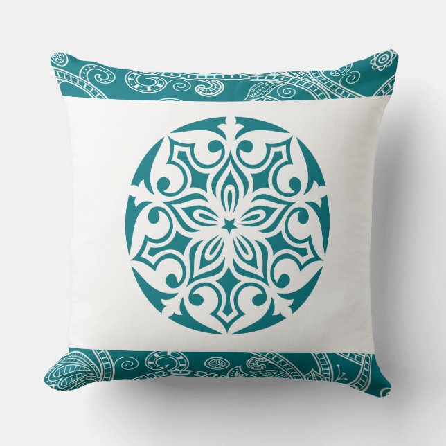 Aqua TRIBAL CIRCLE Retro Sierkussen (Voorkant)