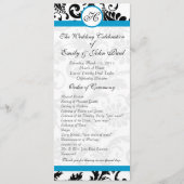 Aqua Trim Black Damask Wedding Program Programmakaart (Voorkant)