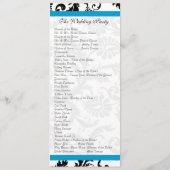 Aqua Trim Black Damask Wedding Program Programmakaart (Achterkant)