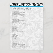 Aqua Trim Black Damask Wedding Program Programmakaart (Achterkant)