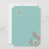 Aqua Tropical Floral Oriental Chinoiserie Wedding Kaart (Achterkant)
