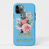Aqua Tropical Gold Glitter Shine Pineapple Case-Mate iPhone Case (Achterkant)