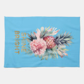 Aqua Tropical Gold Glitter Shine Pineapple Theedoek (Horizontaal)