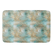 Aqua Tropical Gold Leaves Badmat (Voorkant)
