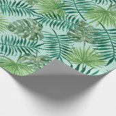 Aqua Tropical Leaves Vakantie Cadeaupapier (Hoek)