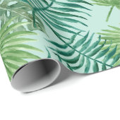 Aqua Tropical Leaves Vakantie Cadeaupapier (Rol Hoek)