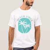 Aqua Tropical Palm Logo Beach Vibes T-shirt (Voorkant)