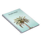 Aqua Tropical Palm Tree Persoonlijke naam Notitieboek (Rechterzijde)