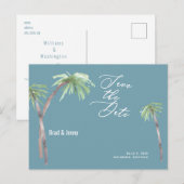 Aqua Tropical Wedding Save the Date Briefkaart (Voorkant / Achterkant)