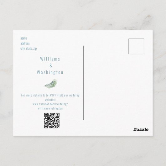 Aqua Tropical Wedding Save the Date Briefkaart (Achterkant)