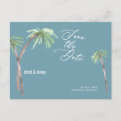 Aqua Tropical Wedding Save the Date Briefkaart (Voorkant)