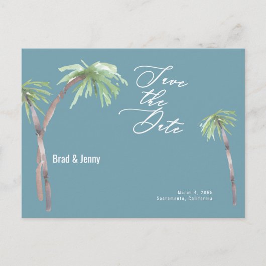 Aqua Tropical Wedding Save the Date Briefkaart (Voorkant)