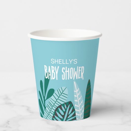 Aqua Tropisch Baby shower Papier Cup Papieren Bekers (Voorkant)