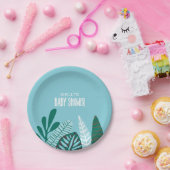 Aqua Tropisch Baby shower Papieren Bordje (Feest)