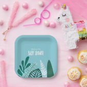 Aqua Tropisch Baby shower Papieren Bordje (Feest)