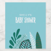 Aqua Tropisch Baby shower Wijn Etiket (Enkel label)