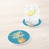 Aqua tropische ananas zandsteen onderzetter (Zijkant)