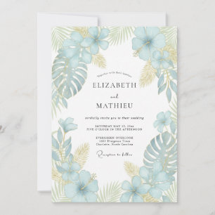 Aqua Tropische Palm Eucalyptus Bruiloft Kaart