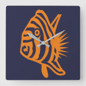 Aqua Tropische Vis Vierkante Wandklok (Voorkant)