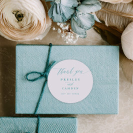 Aqua Trouwdag Dankjewel Calligraphy Favor Labels