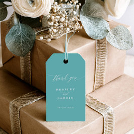 Aqua Trouwkaart Bedankingslabels Cadeaulabel