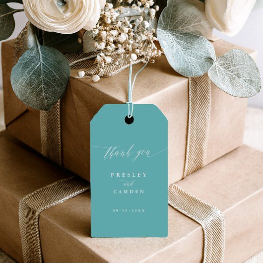 Aqua Trouwkaart Bedankingslabels Cadeaulabel