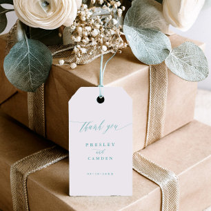 Aqua Trouwkaartjes met Calligrafie Cadeaulabel