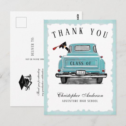 Aqua Truck 2025 Afstuderen Bedankt Briefkaart (Voorkant / Achterkant)