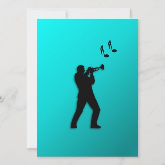Aqua Trumpet Party Kaart (Achterkant)