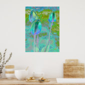 Aqua Tulip Digital Art Poster (Keuken)