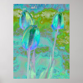 Aqua Tulip Digital Art Poster