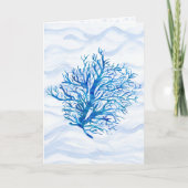 Aqua-turkkoois blauwe koraal silhouet aquarel kaart (Voorkant)