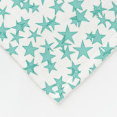 Aqua / Turq White Stars Blauwgroen Quatrefoil 3 Mo Fleece Deken (Hoek)