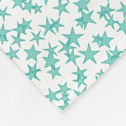 Aqua / Turq White Stars Blauwgroen Quatrefoil 3 Mo Fleece Deken (Hoek)