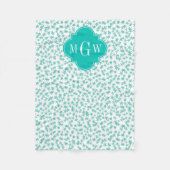Aqua / Turq White Stars Blauwgroen Quatrefoil 3 Mo Fleece Deken (Voorkant)