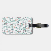 Aqua Turqoise Monogram bloem Bagagelabel (Achterkant horizontaal)