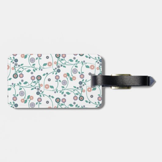 Aqua Turqoise Monogram bloem Bagagelabel (Achterkant horizontaal)