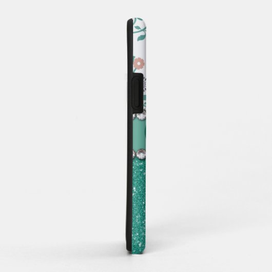 Aqua Turqoise Monogram bloem Case-Mate iPhone Case (Achterkant/rechts)