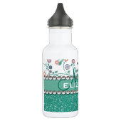 Aqua Turqoise Monogram bloem Waterfles (Links)