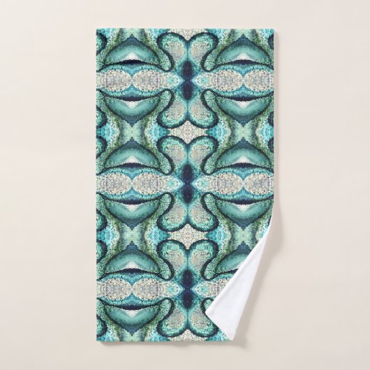 Aqua Turquoise Abstracte Handhanddoek Handdoek (Handdoek)