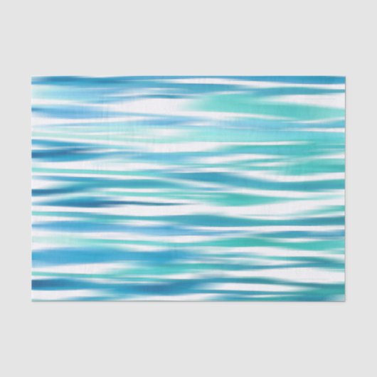 Aqua Turquoise Abstracte Strepen Tissuepapier (Voorkant)