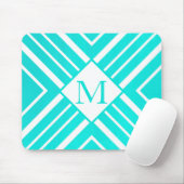 Aqua Turquoise Acrylgeometrisch Muismat (Met muis)