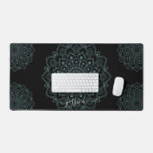 Aqua Turquoise & Black Mandala w Kalligrafie Naam Bureaumat (Keyboard & Muis)