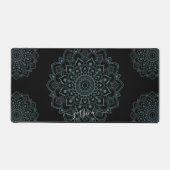 Aqua Turquoise & Black Mandala w Kalligrafie Naam Bureaumat (Voorkant)
