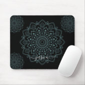 Aqua Turquoise & Black Mandala w Kalligrafie Naam Muismat (Met muis)
