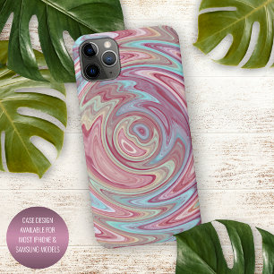 Aqua Turquoise Blauw Blush Roze Swirl Art iPhone 11Pro Max Hoesje